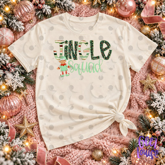 Jingle Squad Christmas PNG | Retro Christmas Elf Shirt Design | Holiday Sublimation Download