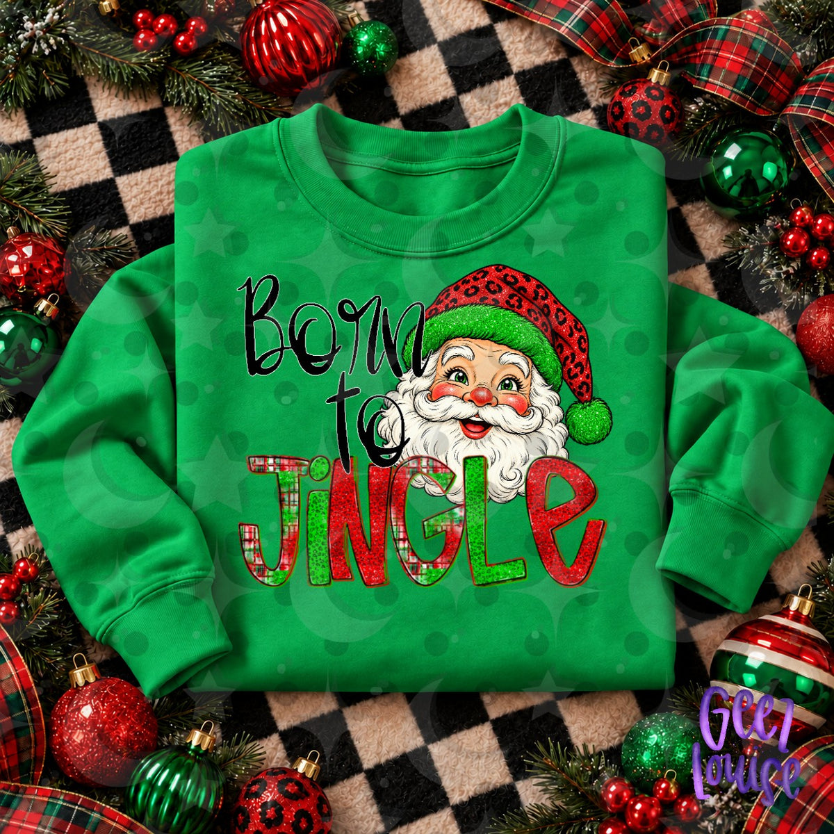 Born to Jingle Christmas PNG Design | Retro Leopard Santa