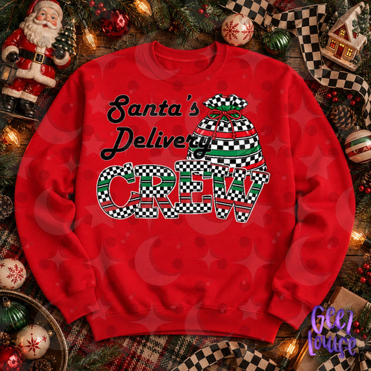 Santa's Delivery Crew Christmas PNG | Retro Checkerboard Holiday Design