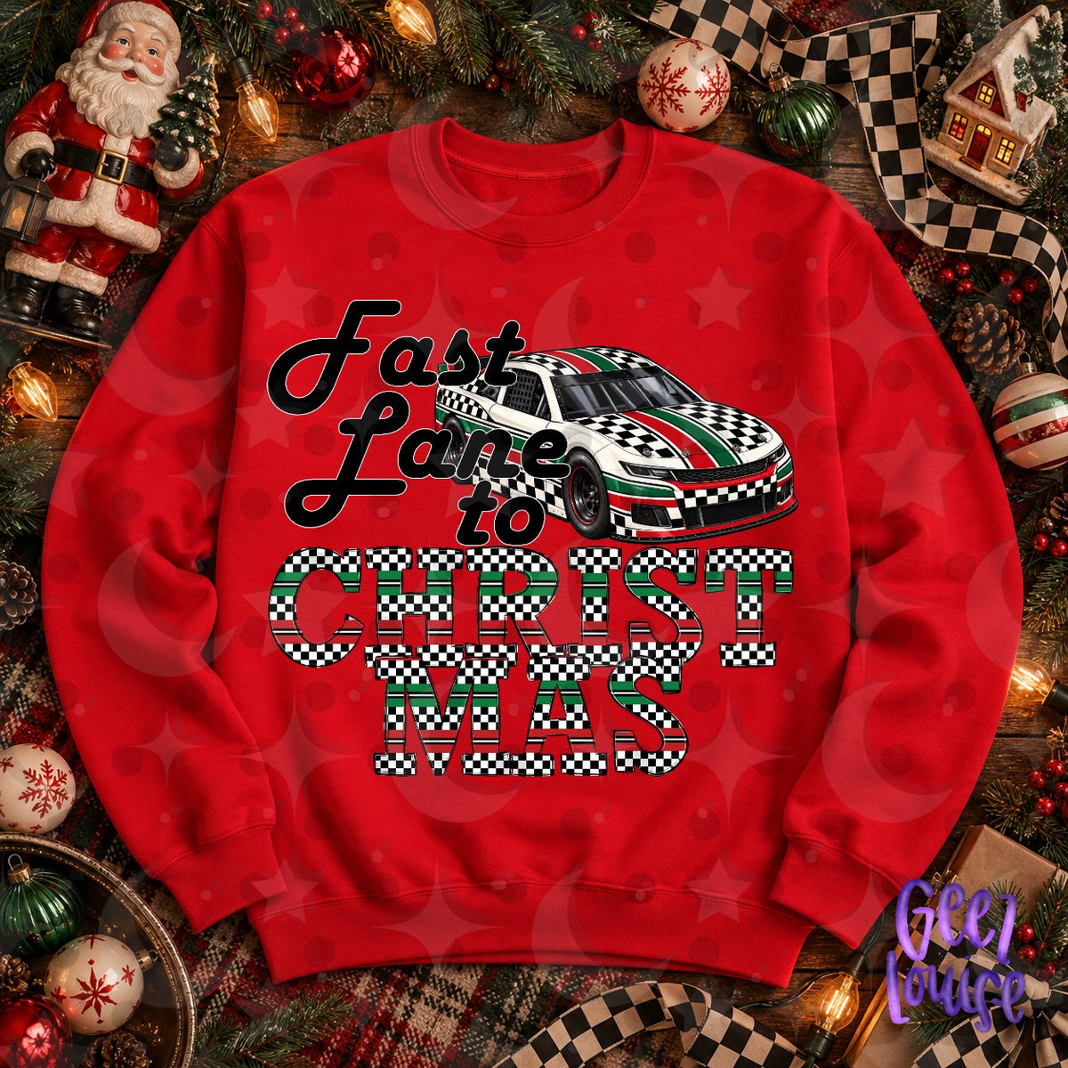 Fast Lane to Christmas PNG | Retro Racing Christmas Design