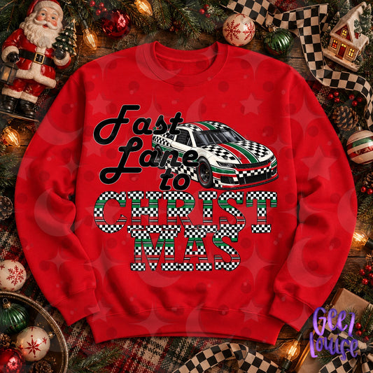 Fast Lane to Christmas PNG | Retro Racing Christmas Design