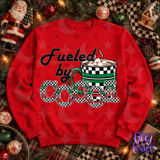 Fueled by Cocoa Christmas PNG | Retro Hot Chocolate Holiday Design