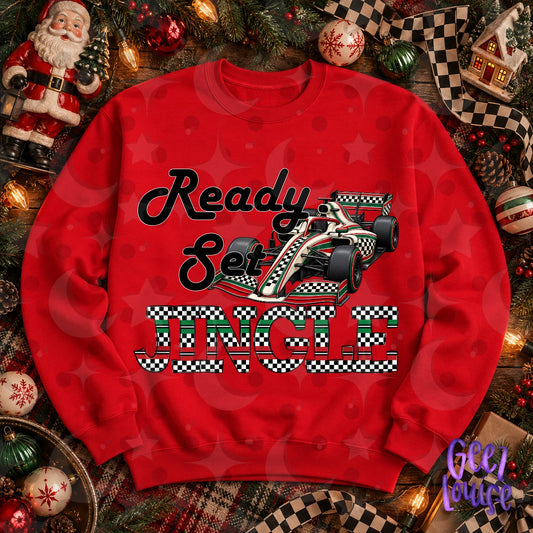 Ready Set Jingle Christmas PNG | Retro Formula Racing Holiday Design