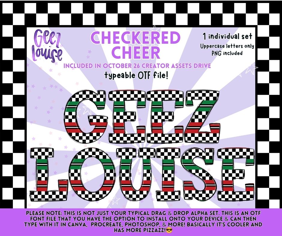 Checkered Cheer Christmas Alpha OTF Font + PNG Alphabet