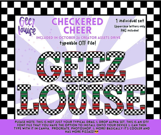 Checkered Cheer Christmas Alpha OTF Font + PNG Alphabet