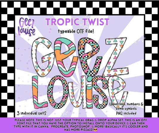 Tropic Twist OTF Alpha Font + PNG Set