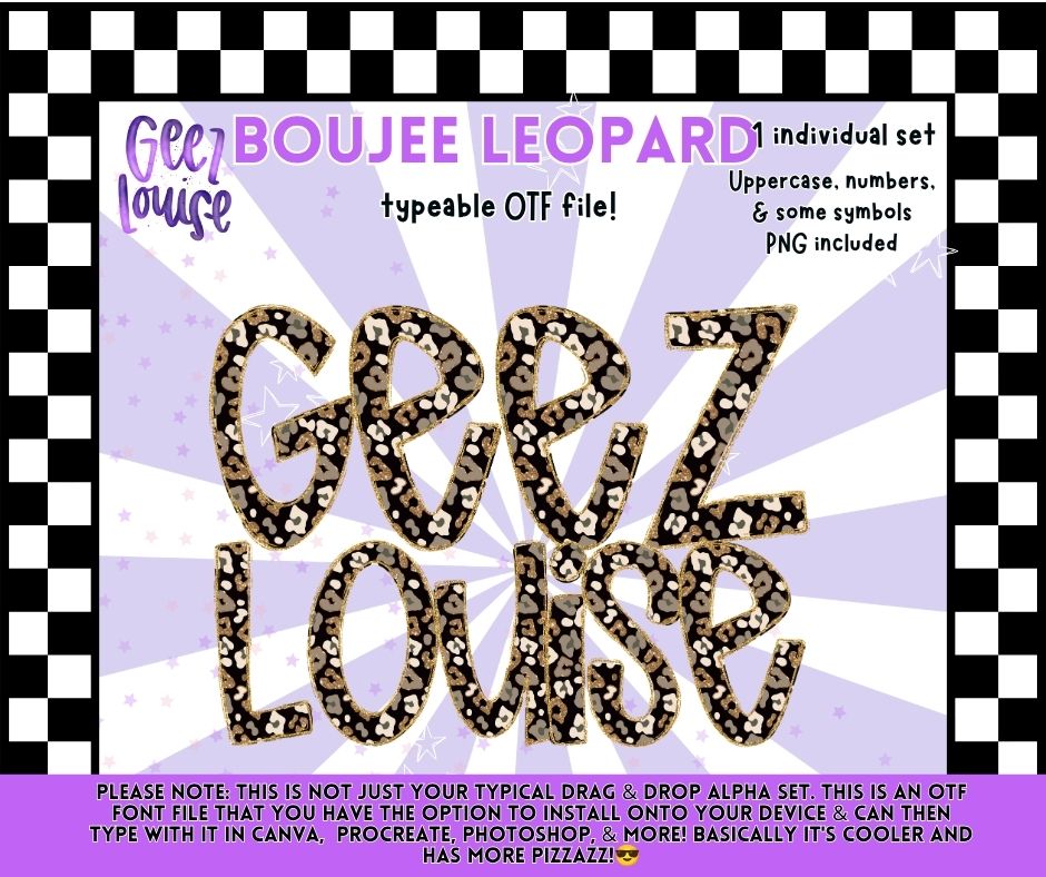Boujee Leopard OTF Font | Leopard Print Alphabet | PNG Alpha Included | August 26 Combo Drive & Alpha Drive