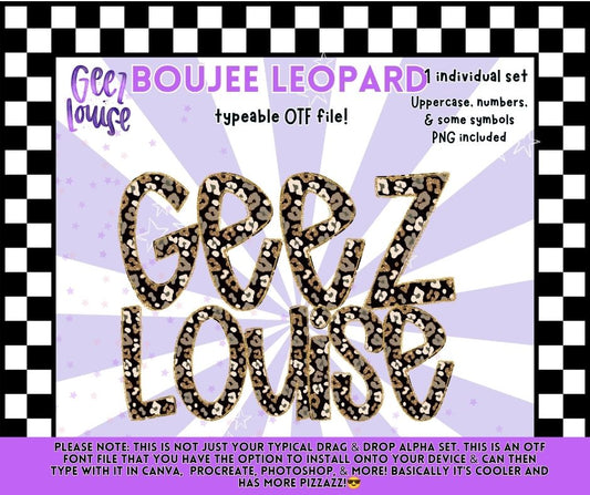 Boujee Leopard OTF Font | Leopard Print Alphabet | PNG Alpha Included | August 26 Combo Drive & Alpha Drive