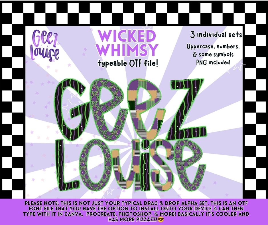 Wicked Whimsy OTF Font Bundle | 3 Halloween Alphabets | PNG Alpha Included | August 26 Combo Drive & Alpha Drive