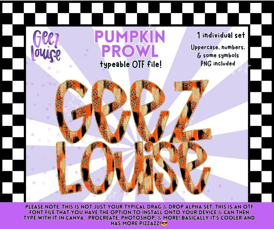 Pumpkin Prowl OTF Font | Halloween Leopard Alpha | PNG Included | August 26 Combo Drive & Alpha Drive