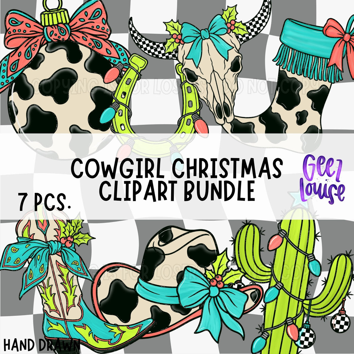 Cowgirl Christmas Clipart Bundle | 7 Western Holiday PNG Designs