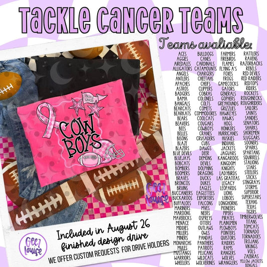 Tackle Cancer Pink Out Football PNG | Team Name Variants