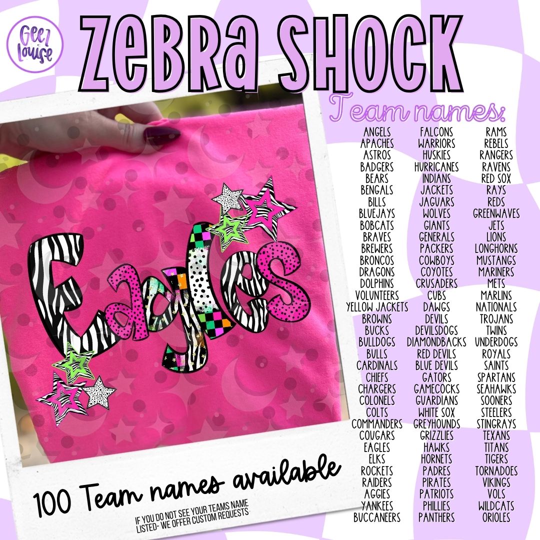 Zebra Shock Team Names | Retro Sports PNG Bundle