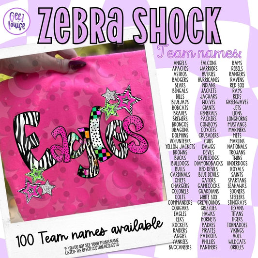 Zebra Shock Team Names | Retro Sports PNG Bundle