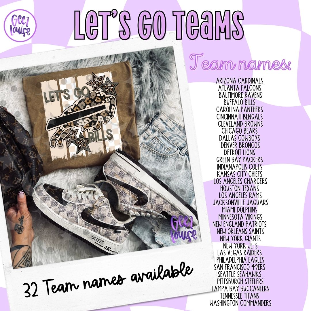 Let's Go Teams PNG | Individual or Bundle Digital Download | August 26 Finished Design Drive