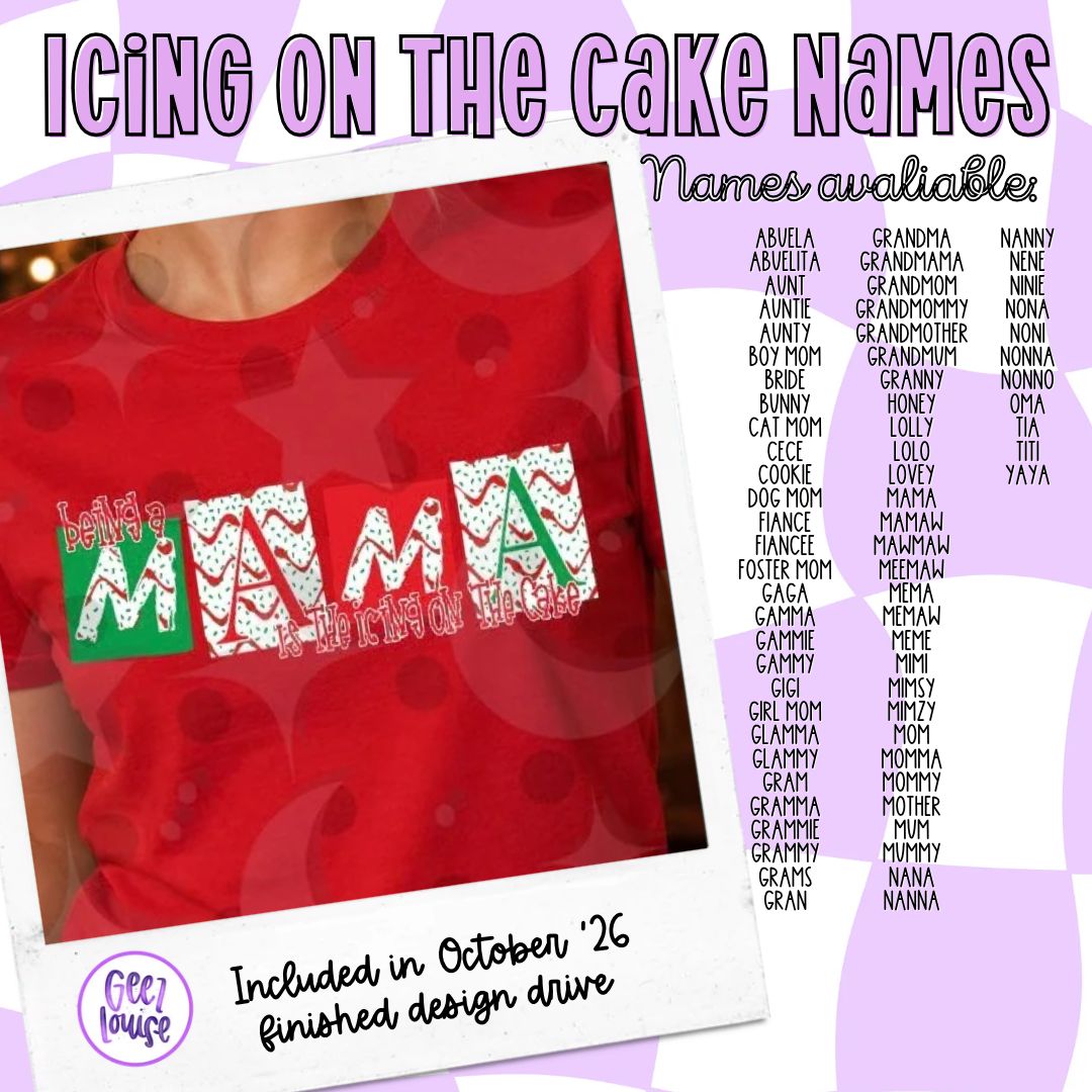 Icing on the Cake Christmas PNG | Personalized Mama Nana Gigi Shirt Design | Retro Holiday Digital Download