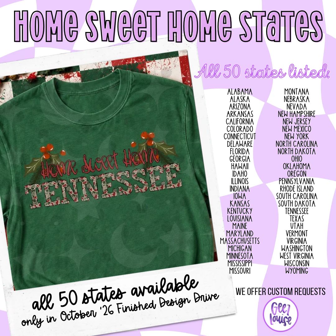 Home Sweet Home Christmas State Design PNG | All 50 States