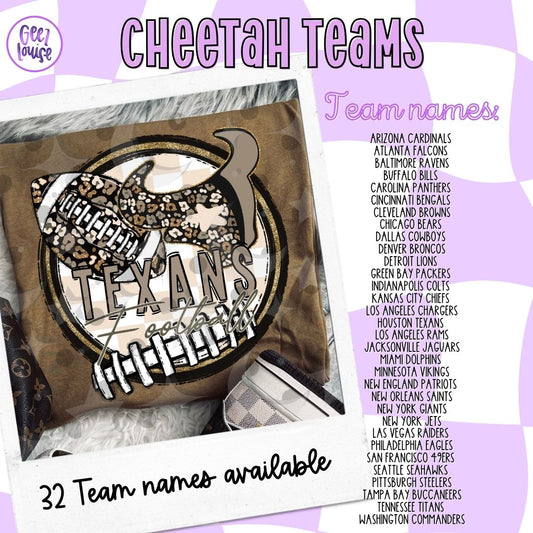 Cheetah Football Team PNG | Animal Print Sports Design | Individual PNG | July 26 Design Drive | Digital Download