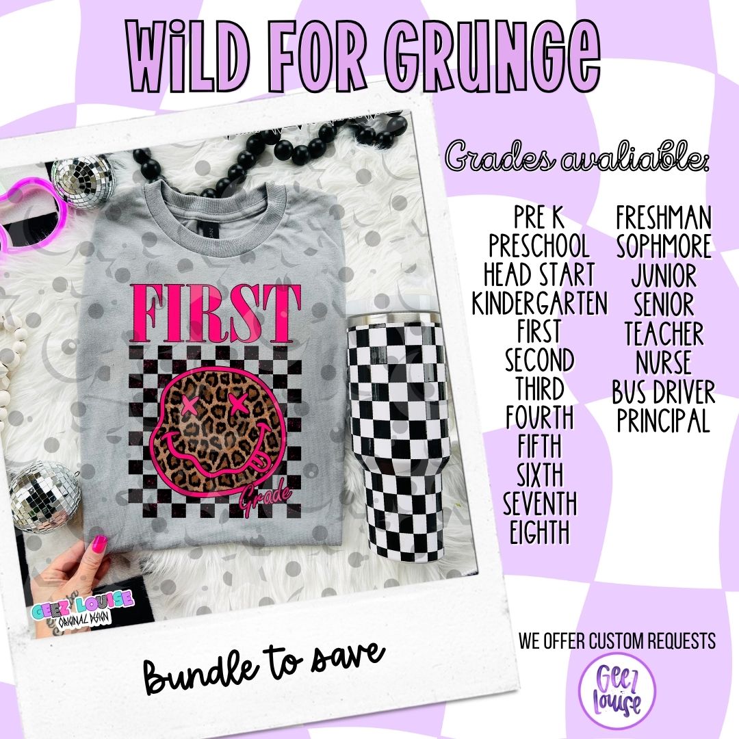 Wild for Grunge School Design Bundle | Retro Grade & Profession PNG Designs