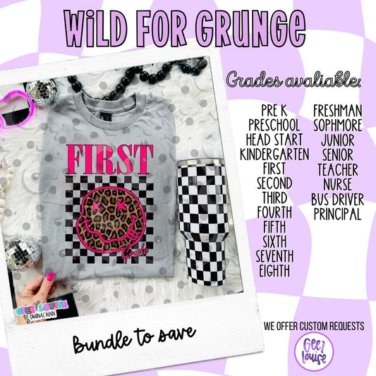Wild for Grunge School Design Bundle | Retro Grade & Profession PNG Designs