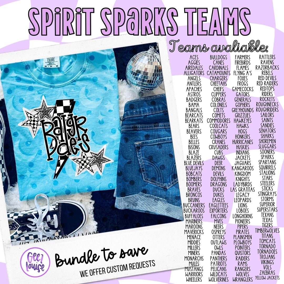 Spirit Sparks Team PNG Bundle | Mascot Star Designs + Custom Team Option | Football & School Spirit Graphics