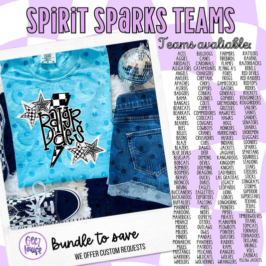 Spirit Sparks Team PNG Bundle | Mascot Star Designs + Custom Team Option | Football & School Spirit Graphics