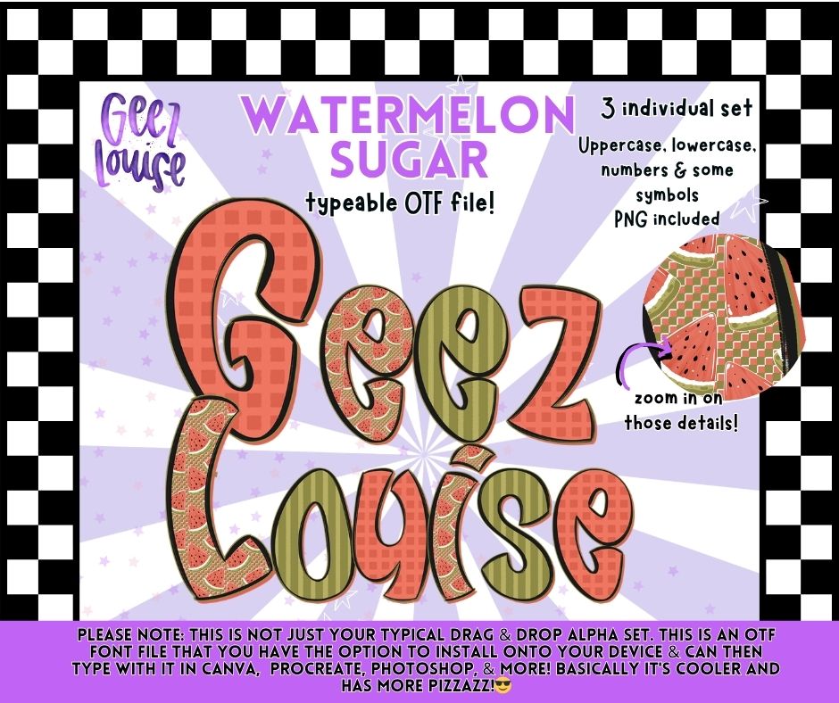Watermelon Sugar Alpha Font Set | Manic Monday Drop | 3 OTF + PNG Bundle | Limited Time