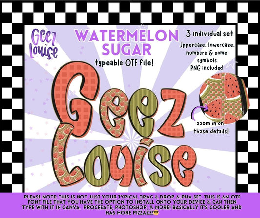 Watermelon Sugar Alpha Font Set | Manic Monday Drop | 3 OTF + PNG Bundle | Limited Time
