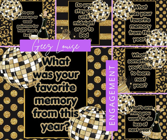 New Year's Engagement Graphics Bundle | 20 Social Media Question Posts