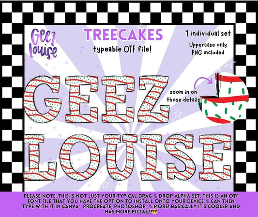 Treecakes Alpha – Christmas Sprinkle OTF Font with PNG Letters (Uppercase)