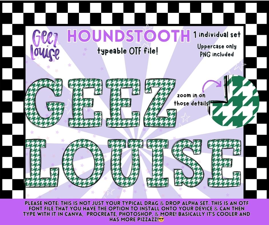 Houndstooth Alpha – Typeable OTF Font with PNG Letters (Uppercase)