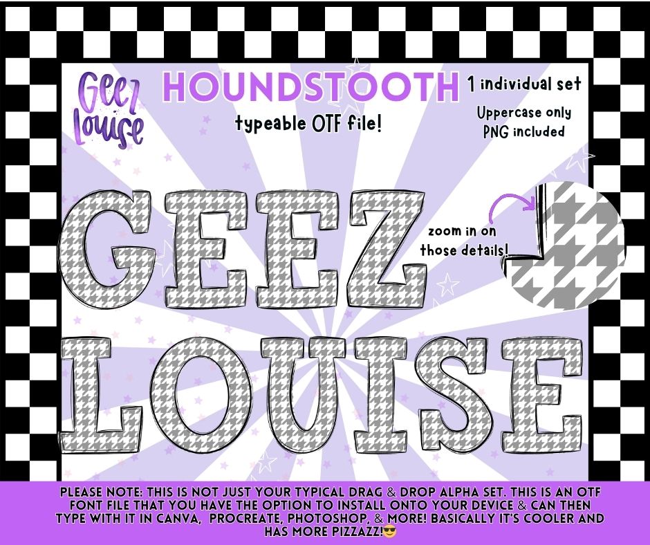 Houndstooth Alpha – Typeable OTF Font with PNG Letters (Uppercase)