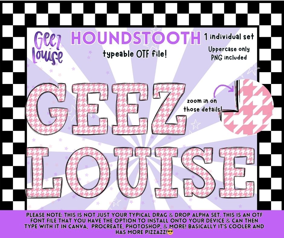 Houndstooth Alpha – Typeable OTF Font with PNG Letters (Uppercase)