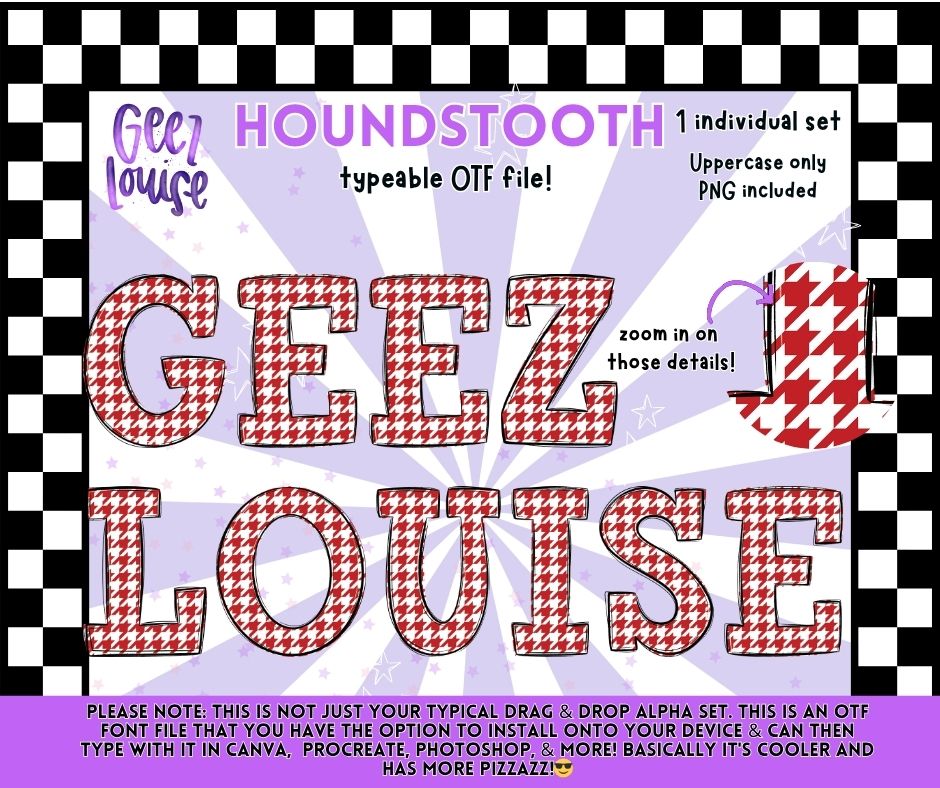Houndstooth Alpha – Typeable OTF Font with PNG Letters (Uppercase)