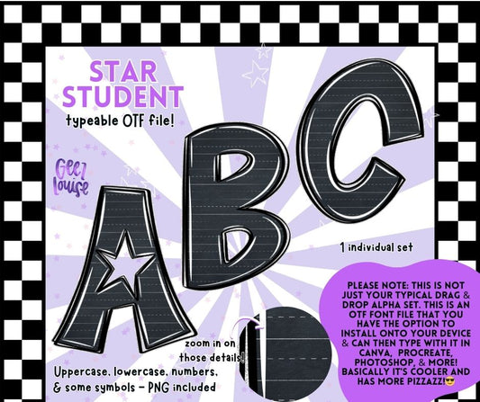 Star Student – OTF Font + PNG Set