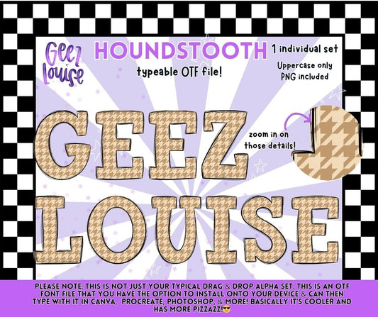 Houndstooth Alpha – Typeable OTF Font with PNG Letters (Uppercase)