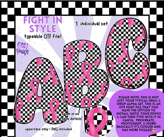 Fight in Style – Pink Ribbon OTF Font with PNG