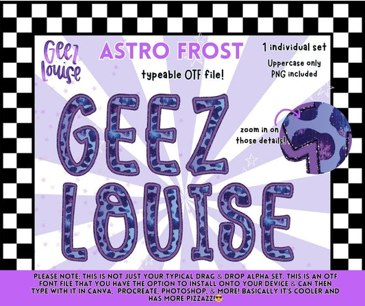 Astro Frost – Typeable OTF Alpha Set (Uppercase + PNG)