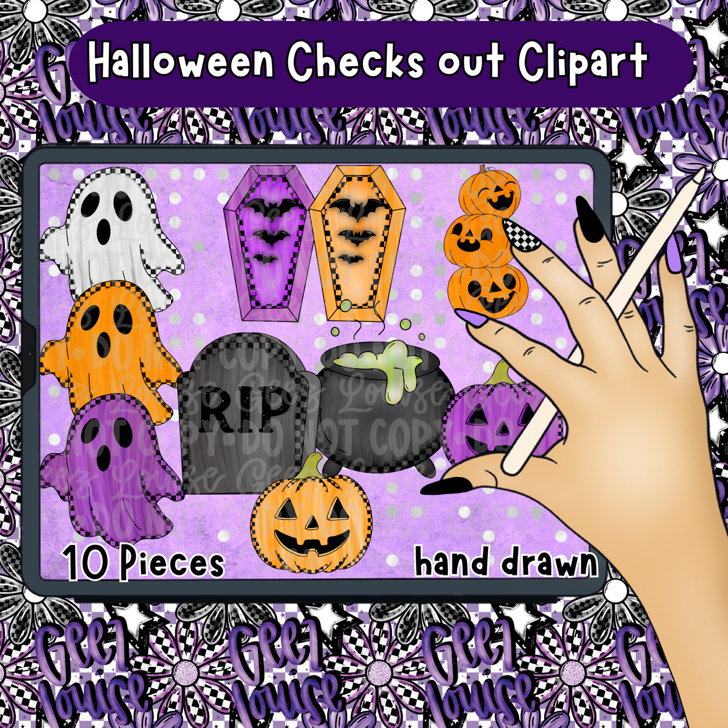 Halloween Checks Out Clipart Bundle | 10 Piece Digital PNG Set