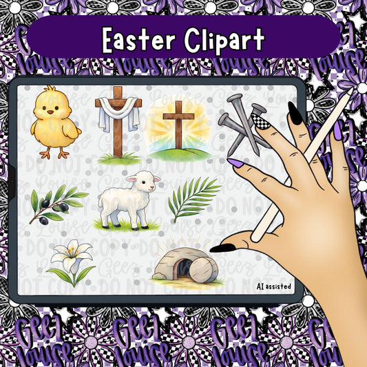 Easter Clipart | Faith-Based Easter PNG Set | Christian Easter Digital Clipart