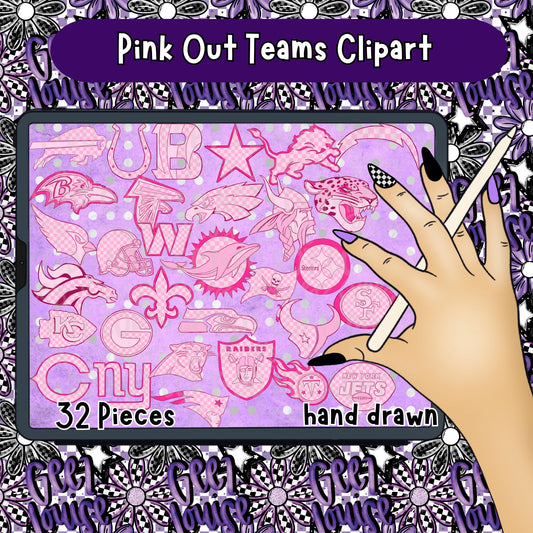 Pink Out Teams Clipart | Football Inspired PNG Bundle