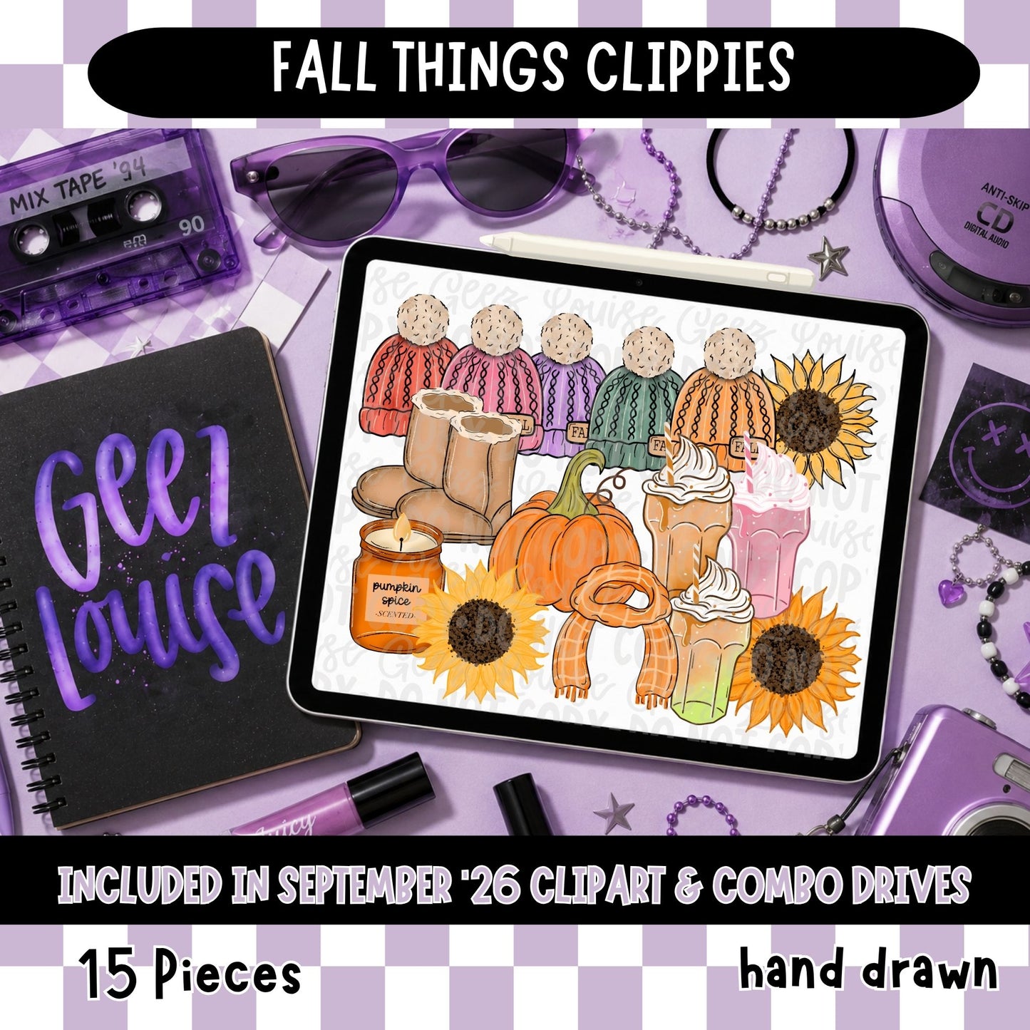 Fall Things Clipart Set | 15 Hand Drawn PNGs