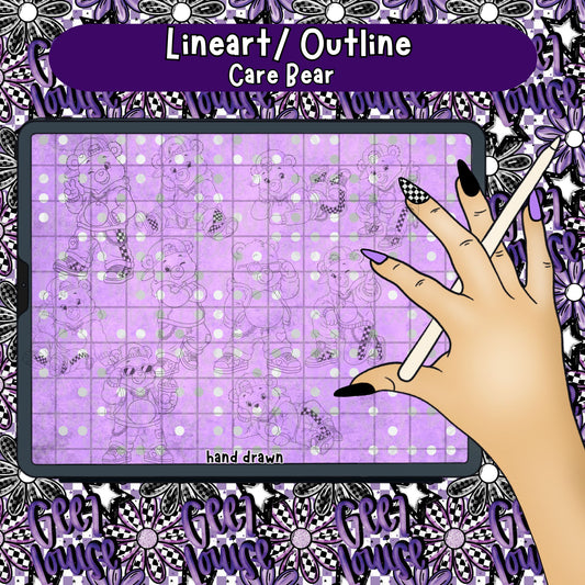 Hand Drawn Bear Lineart & Outline Bundle | PNG Digital Download