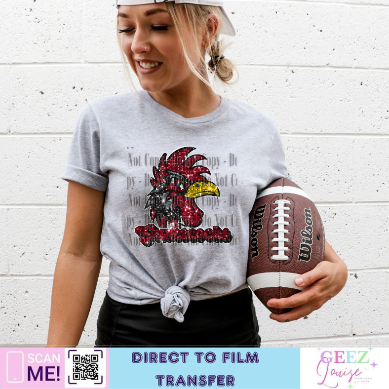gamecocks Sequin Football  - Direct to Film Transfer - made to order