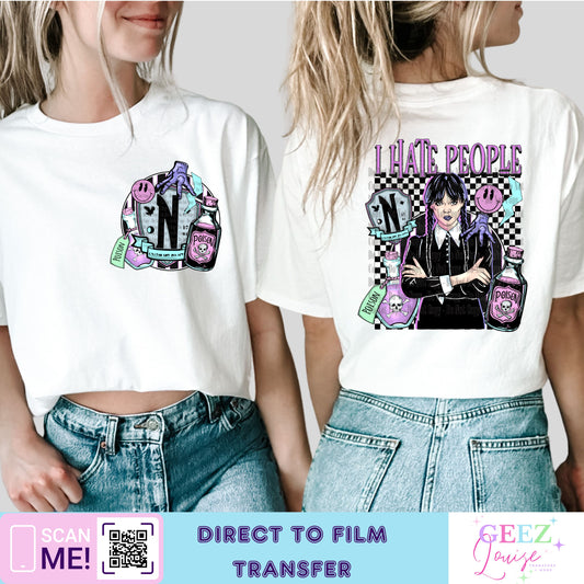 Hate people  - Direct to Film Transfer - made to order