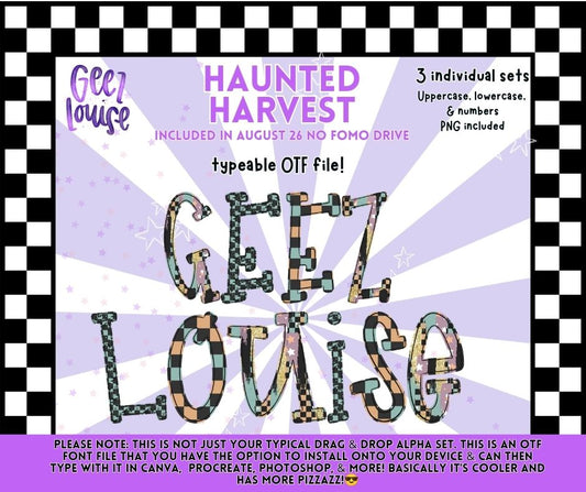 Haunted Harvest OTF Font & PNG Alpha Bundle | Halloween Font | Uppercase, Lowercase & Numbers | August '26 No FOMO Drive