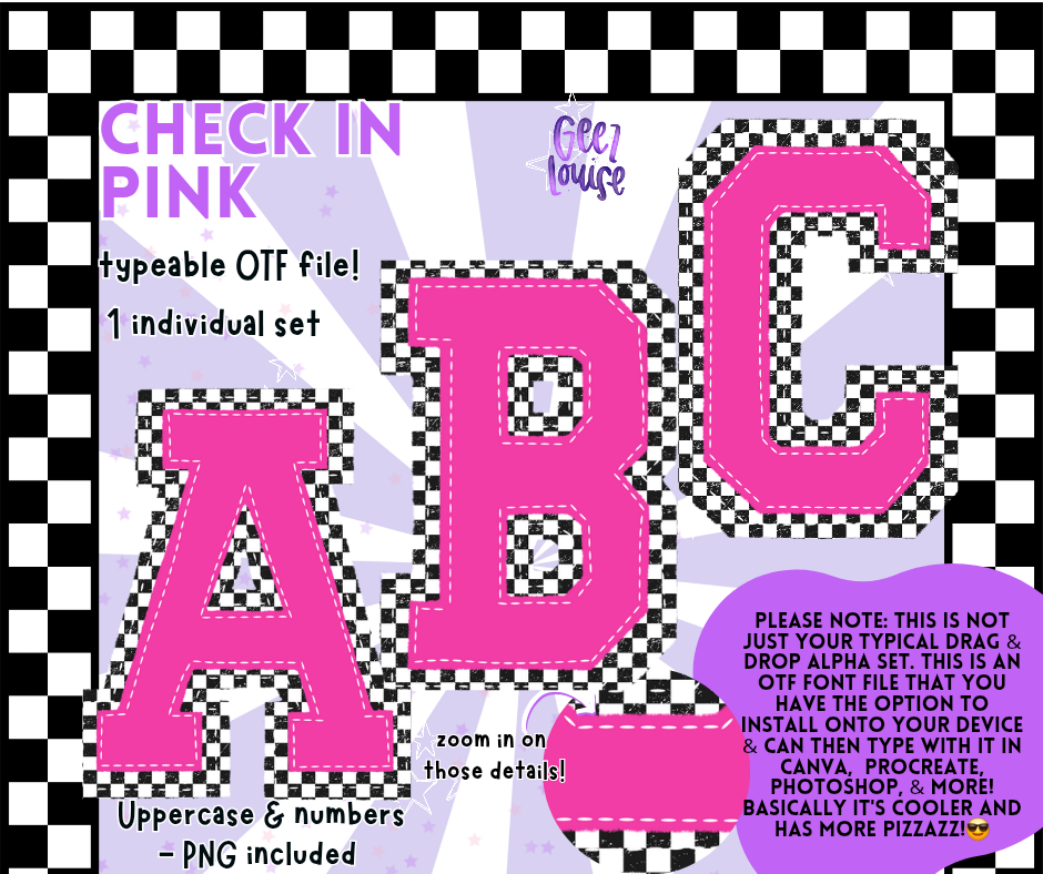 Check It Alpha Series – OTF Fonts + PNG | Multiple Color Variants