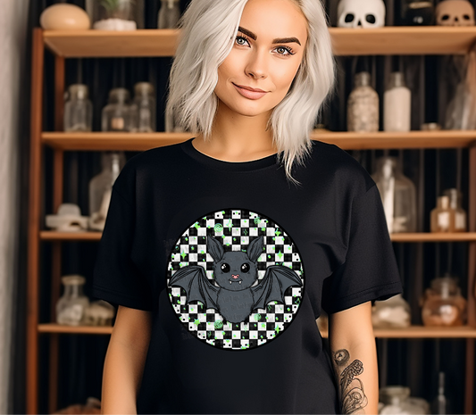 Bat with checkerboard Halloween - Digital Download- PNG