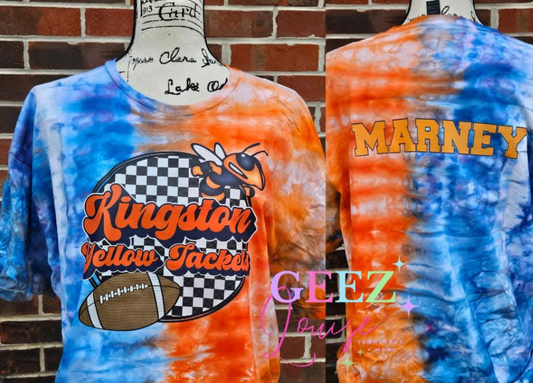 Kingston Yellow Jackets Tie-Dye Graphic Tee – Custom Name Option