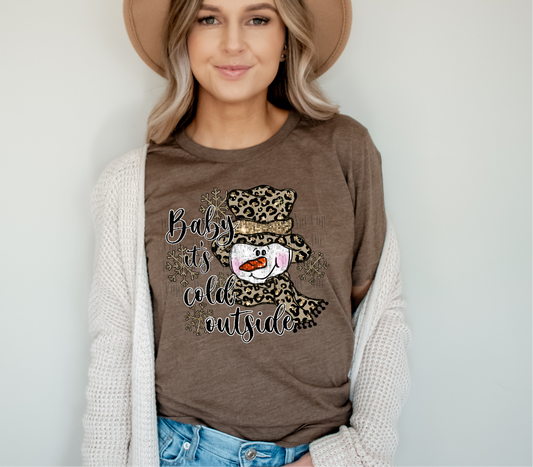 baby its cold outside Snowman leopard faux sequin  - Digital Download- PNG